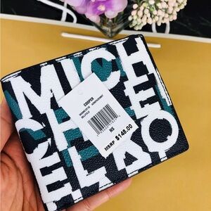 Brand New Michael Kors Men's Cooper Billfold Wallet - Admiral/Fade Mint Multi